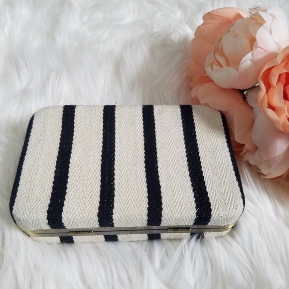 NWT Zara Striped Fabric Floral minaudière Clutch - Picture 7 of 7